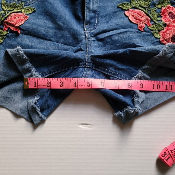 Boom Boom jean shorts cut off denim boho distressed summer cowgirl Western beach - Picture 11 of 13